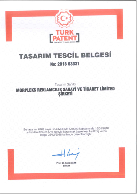 Tasarım Tescil Belgesi
